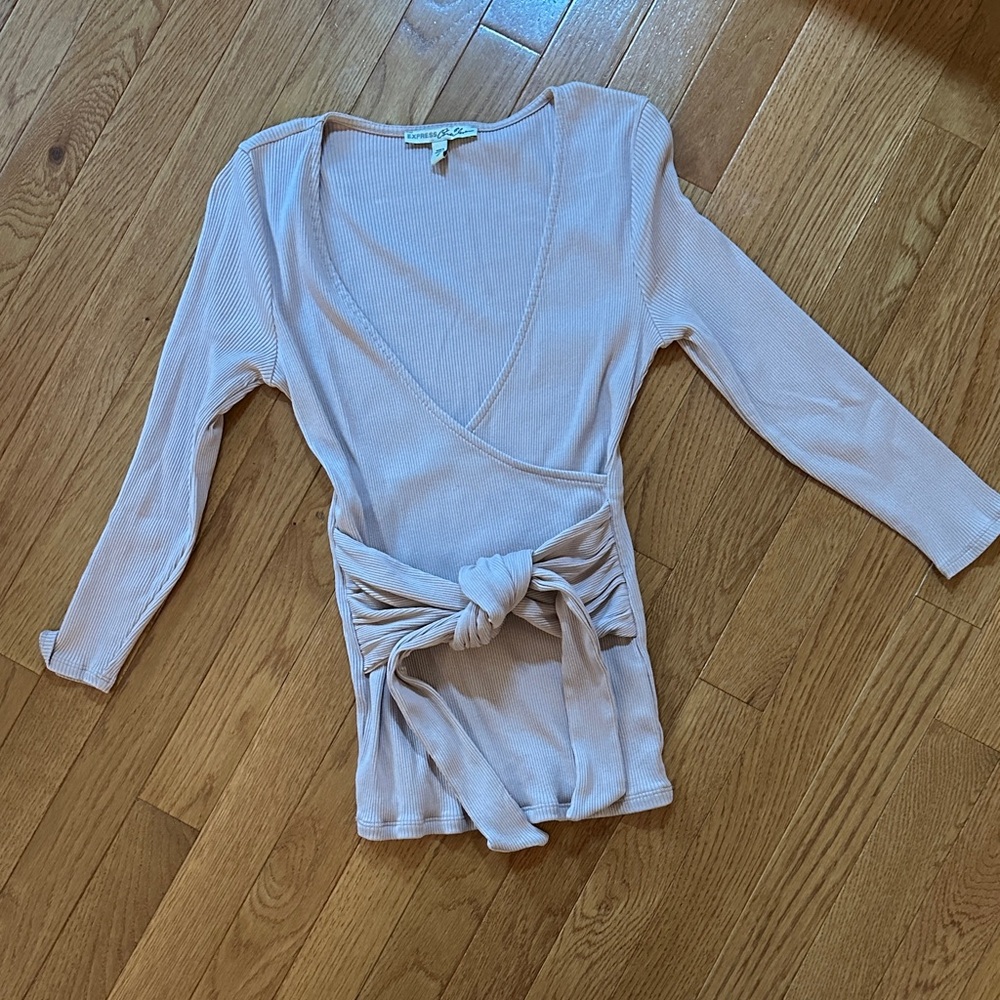 Express Light Pink Wrap Top